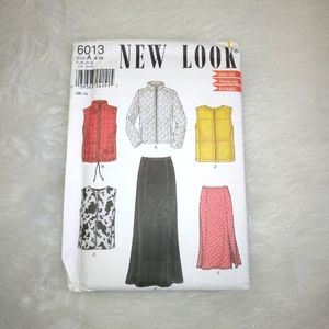 NEW LOOK 6013 Sz 8-18 Misses Quilted jacket or vest, skirt in 2 lengths.
